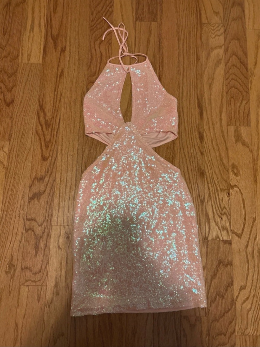 Fashion Nova Pink Sequin Cutout Mini Dress